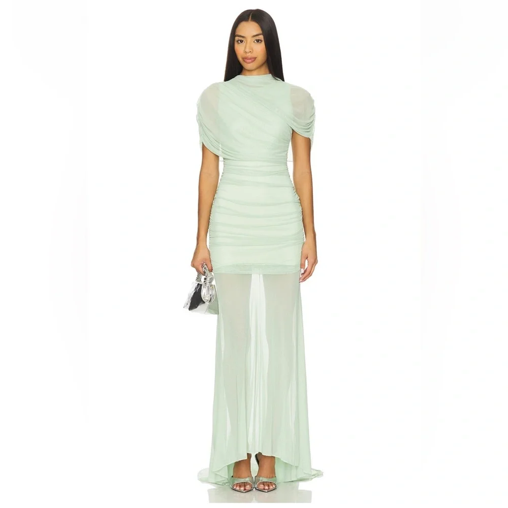 Amanda Uprichard Evianna Gown in Pistachio. - Picture 2 of 7